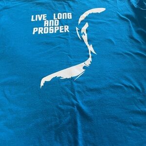 Star Trek Mr. Spock Blue Graphic Tee with Live Long and Prosper Design